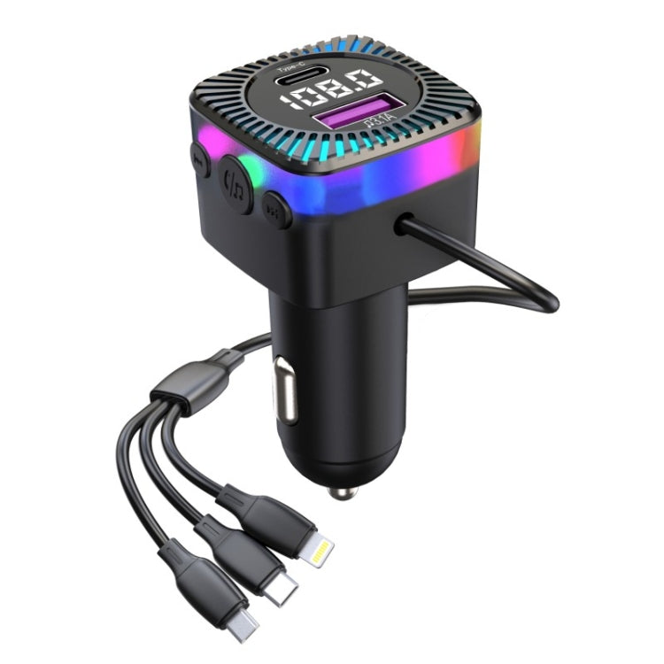 CS5 Transmetteur FM Bluetooth 5.3 MP3 3 en 1 pour voiture, chargeur avec câble, CS5