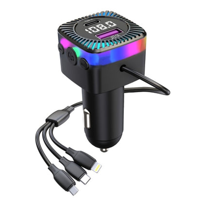 CS5 Transmetteur FM Bluetooth 5.3 MP3 3 en 1 pour voiture, chargeur avec câble, CS5
