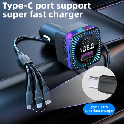 CS5 Transmetteur FM Bluetooth 5.3 MP3 3 en 1 pour voiture, chargeur avec câble, CS5