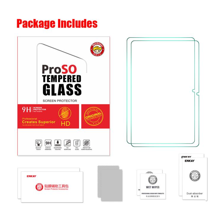 2pcs ENKAY Hat-Prince 0.33mm Explosion-proof Tempered Glass Film, For Honor Pad 10 12.1, For Honor Pad X8 Pro / X9 11.5, For Honor MagicPad 13, For Huawei MatePad Air 11.5 2023