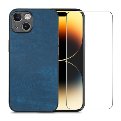 ENKAY Retro Leather Skin PC Phone Case with High Aluminum-silicon Glass Film, For iPhone 15 Pro Max, For iPhone 15 Pro, For iPhone 15 Plus, For iPhone 15, For iPhone 14 Plus, For iPhone 14, For iPhone 14 Pro, For iPhone 14 Pro Max