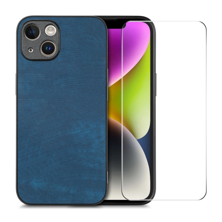ENKAY Retro Leather Skin PC Phone Case with High Aluminum-silicon Glass Film, For iPhone 15 Pro Max, For iPhone 15 Pro, For iPhone 15 Plus, For iPhone 15, For iPhone 14 Plus, For iPhone 14, For iPhone 14 Pro, For iPhone 14 Pro Max