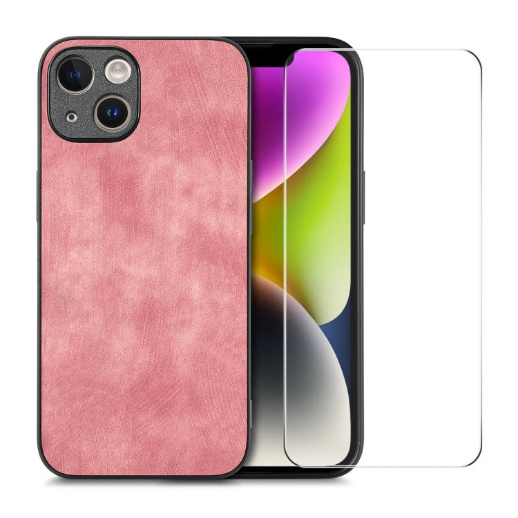 ENKAY Retro Leather Skin PC Phone Case with High Aluminum-silicon Glass Film, For iPhone 15 Pro Max, For iPhone 15 Pro, For iPhone 15 Plus, For iPhone 15, For iPhone 14 Plus, For iPhone 14, For iPhone 14 Pro, For iPhone 14 Pro Max
