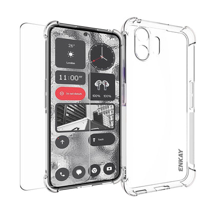 ENKAY Transparent TPU Shockproof Phone Case with Glass Film, For Nothing Phone 2