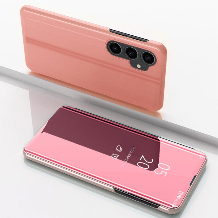 Plated Mirror Horizontal Flip Leather Phone Case with Holder, For Galaxy S23 FE 5G