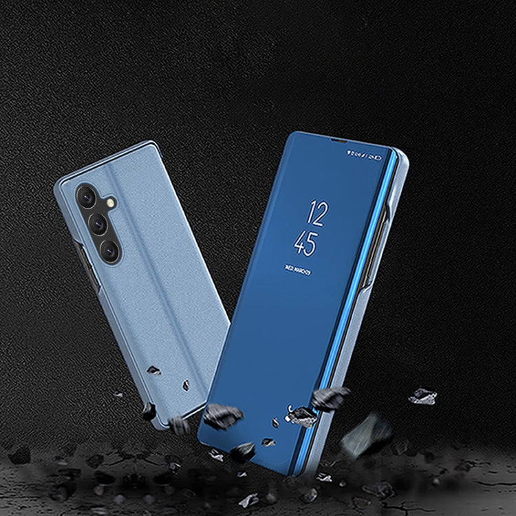 Plated Mirror Horizontal Flip Leather Phone Case with Holder, For Galaxy S23 FE 5G