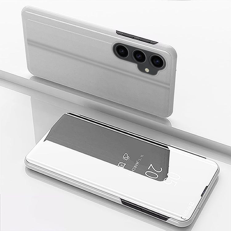 Plated Mirror Horizontal Flip Leather Phone Case with Holder, For Galaxy S23 FE 5G