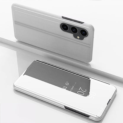 Plated Mirror Horizontal Flip Leather Phone Case with Holder, For Galaxy S23 FE 5G