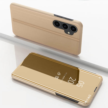 Plated Mirror Horizontal Flip Leather Phone Case with Holder, For Galaxy S23 FE 5G