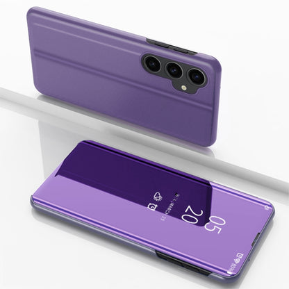 Plated Mirror Horizontal Flip Leather Phone Case with Holder, For Galaxy S23 FE 5G