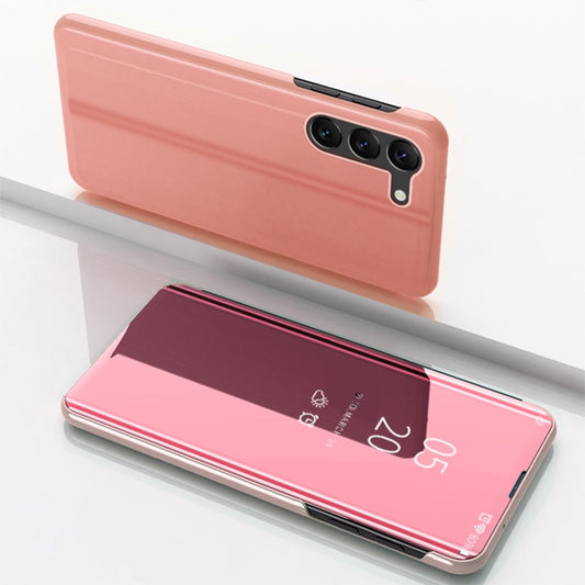 Plated Mirror Horizontal Flip Leather Phone Case with Holder, For Samsung Galaxy S24+ 5G, For Samsung Galaxy S24 5G, For Samsung Galaxy A15, For Samsung Galaxy A05s, For Samsung Galaxy M34 5G, For Samsung Galaxy A25 Global, For   Samsung Galaxy S23 FE 5G