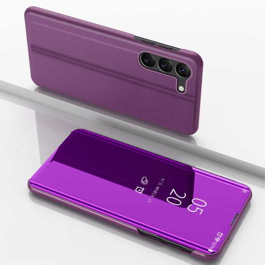 Plated Mirror Horizontal Flip Leather Phone Case with Holder, For Samsung Galaxy S24+ 5G, For Samsung Galaxy S24 5G, For Samsung Galaxy A15, For Samsung Galaxy A05s, For Samsung Galaxy M34 5G, For Samsung Galaxy A25 Global, For   Samsung Galaxy S23 FE 5G