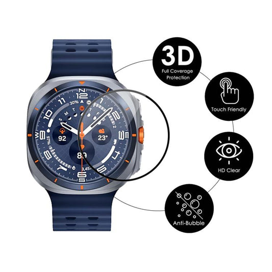 2 Stück ENKAY 3D Full Coverage Soft PC Edge PMMA HD Displayschutzfolie, für Samsung Galaxy Watch Ultra 47mm / Ultra 2025, für Samsung Galaxy Watch8 Classic 46mm, für Samsung Galaxy Watch8 44mm, für Samsung Galaxy Watch8 40mm