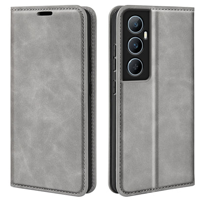 Retro-skin Magnetic Suction Leather Phone Case, For Realme 11X, For Realme Narzo N53, For Realme C65 4G, For Realme C85 5G / 15x 5G, For Realme 15 5G / 15 Pro 5G