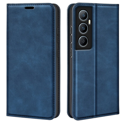 Retro-skin Magnetic Suction Leather Phone Case, For Realme 11X, For Realme Narzo N53, For Realme C65 4G, For Realme C85 5G / 15x 5G, For Realme 15 5G / 15 Pro 5G
