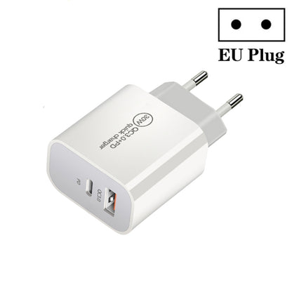 PD30W USB-C / Type-C + QC3.0 USB Dual Port Charger, EU Plug, US Plug, AU Plug