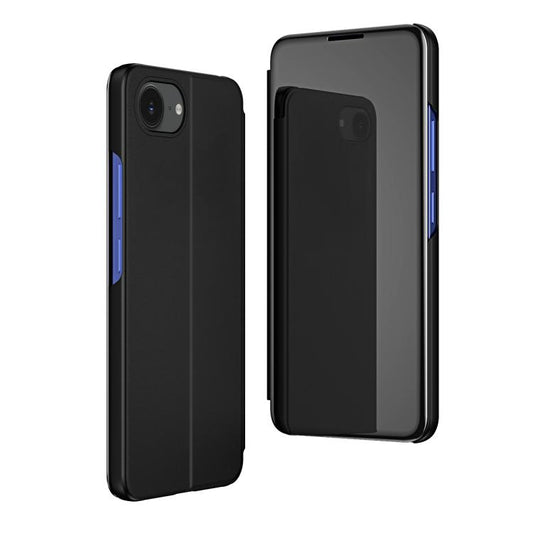 Plated Mirror Horizontal Flip Leather Phone Case with Holder, For iPhone 17e / 16e, For iPhone 17 Pro Max, For iPhone 17 Pro, For iPhone 17, For iPhone Air, For iPhone 16 Pro Max, For iPhone 16 Pro, For iPhone 16 Plus, For iPhone 16, For iPhone 15 Pro ...