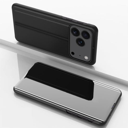 Plated Mirror Horizontal Flip Leather Phone Case with Holder
