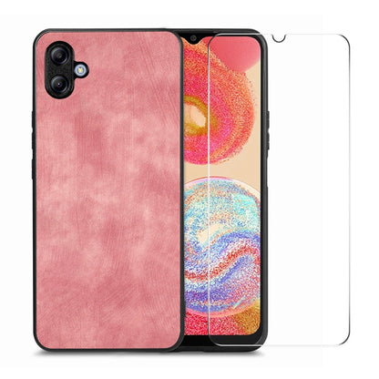 ENKAY Retro Leather Skin PC Phone Case with High Aluminum-silicon Glass Film, For Samsung Galaxy A34 5G, For Samsung Galaxy A54 5G, For Samsung Galaxy A04e, For Samsung Galaxy A14