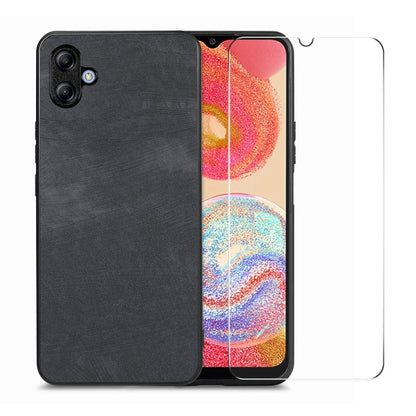 ENKAY Retro Leather Skin PC Phone Case with High Aluminum-silicon Glass Film, For Samsung Galaxy A34 5G, For Samsung Galaxy A54 5G, For Samsung Galaxy A04e, For Samsung Galaxy A14