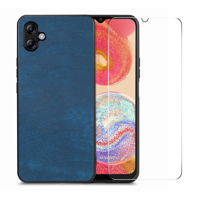 ENKAY Retro Leather Skin PC Phone Case with High Aluminum-silicon Glass Film, For Samsung Galaxy A34 5G, For Samsung Galaxy A54 5G, For Samsung Galaxy A04e, For Samsung Galaxy A14