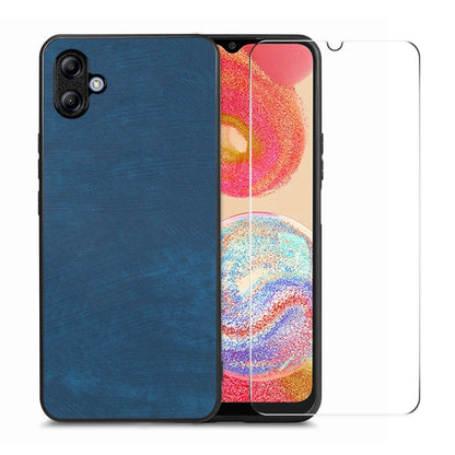 ENKAY Retro Leather Skin PC Phone Case with High Aluminum-silicon Glass Film, For Samsung Galaxy A34 5G, For Samsung Galaxy A54 5G, For Samsung Galaxy A04e, For Samsung Galaxy A14