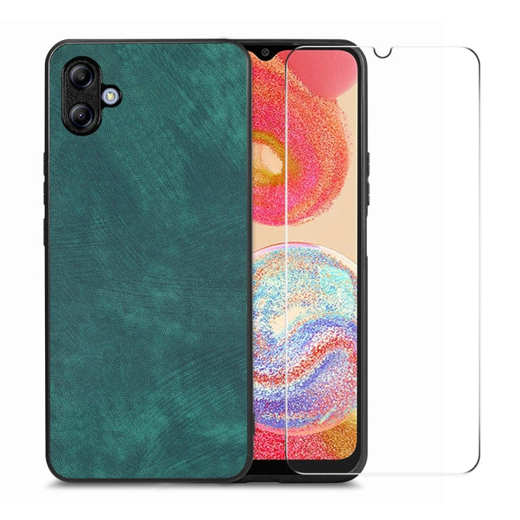 ENKAY Retro Leather Skin PC Phone Case with High Aluminum-silicon Glass Film, For Samsung Galaxy A34 5G, For Samsung Galaxy A54 5G, For Samsung Galaxy A04e, For Samsung Galaxy A14