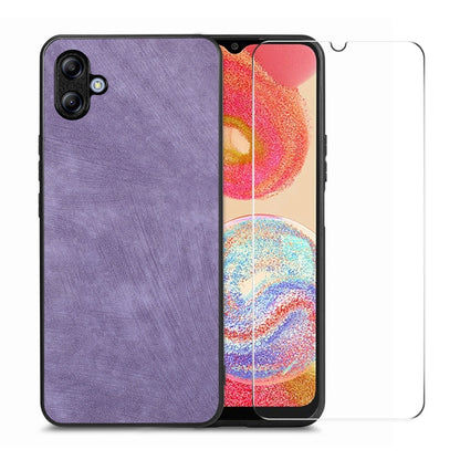 ENKAY Retro Leather Skin PC Phone Case with High Aluminum-silicon Glass Film, For Samsung Galaxy A34 5G, For Samsung Galaxy A54 5G, For Samsung Galaxy A04e, For Samsung Galaxy A14