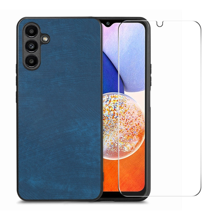 ENKAY Retro Leather Skin PC Phone Case with High Aluminum-silicon Glass Film, For Samsung Galaxy A34 5G, For Samsung Galaxy A54 5G, For Samsung Galaxy A04e, For Samsung Galaxy A14