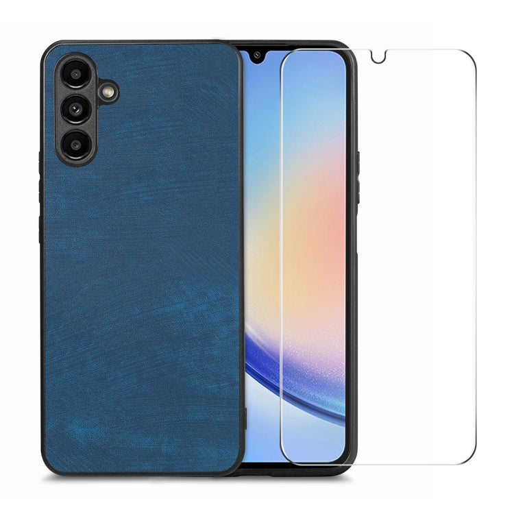 ENKAY Retro Leather Skin PC Phone Case with High Aluminum-silicon Glass Film, For Samsung Galaxy A34 5G, For Samsung Galaxy A54 5G, For Samsung Galaxy A04e, For Samsung Galaxy A14