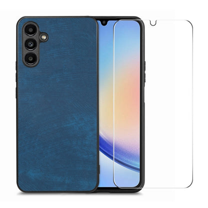 ENKAY Retro Leather Skin PC Phone Case with High Aluminum-silicon Glass Film, For Samsung Galaxy A34 5G, For Samsung Galaxy A54 5G, For Samsung Galaxy A04e, For Samsung Galaxy A14