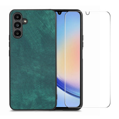 ENKAY Retro Leather Skin PC Phone Case with High Aluminum-silicon Glass Film, For Samsung Galaxy A34 5G, For Samsung Galaxy A54 5G, For Samsung Galaxy A04e, For Samsung Galaxy A14