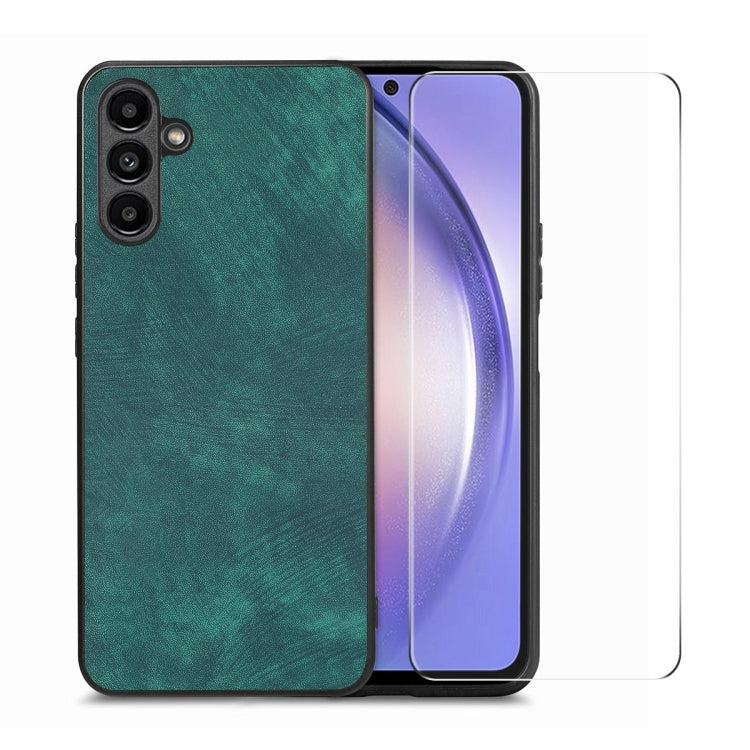 ENKAY Retro Leather Skin PC Phone Case with High Aluminum-silicon Glass Film, For Samsung Galaxy A34 5G, For Samsung Galaxy A54 5G, For Samsung Galaxy A04e, For Samsung Galaxy A14