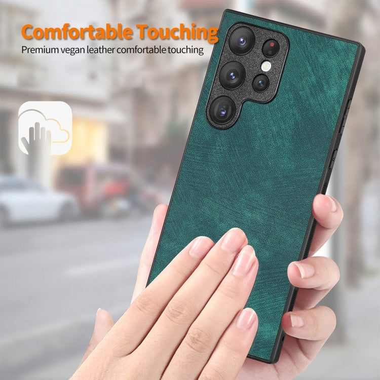 ENKAY Retro Leather Skin PC Phone Case with Soft PET Film, For Smausng Galaxy S23 Ultra 5G