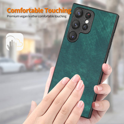 ENKAY Retro Leather Skin PC Phone Case with Soft PET Film, For Smausng Galaxy S23 Ultra 5G