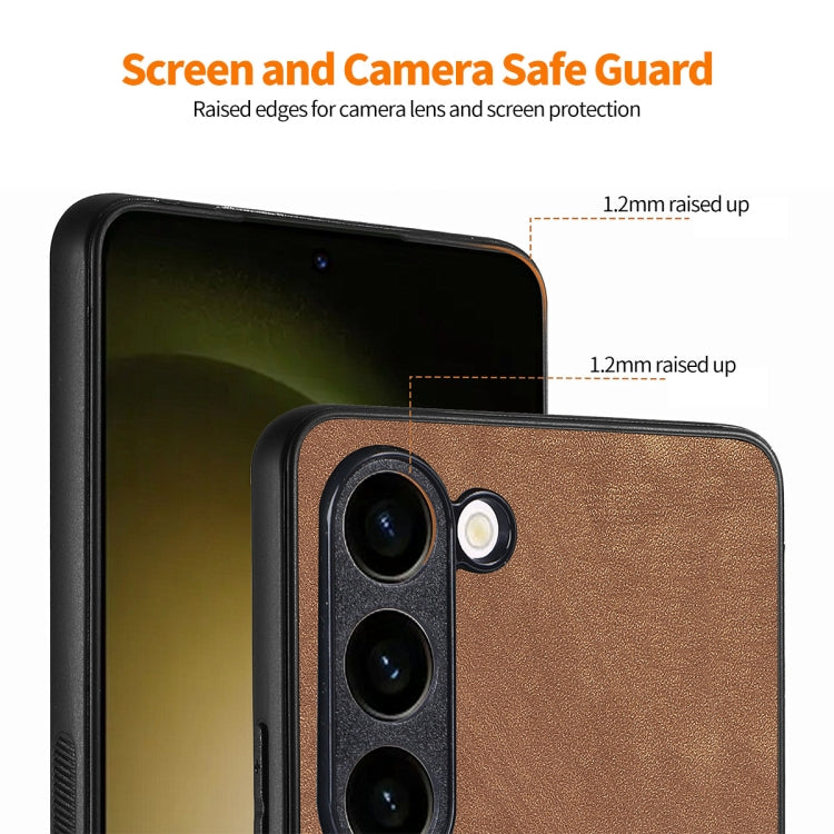 ENKAY Retro Leather Skin PC Phone Case with 0.18mm Glass Film, For Samsung Galaxy S23 5G