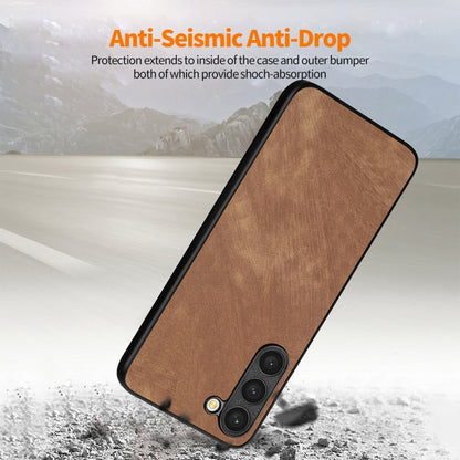 ENKAY Retro Leather Skin PC Phone Case with 0.18mm Glass Film, For Samsung Galaxy S23 5G