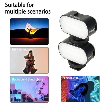 JMARY FM-16RGB Mini Lampe de remplissage LED RVB portable rechargeable pour visioconférence et photographie, FM-16RGB