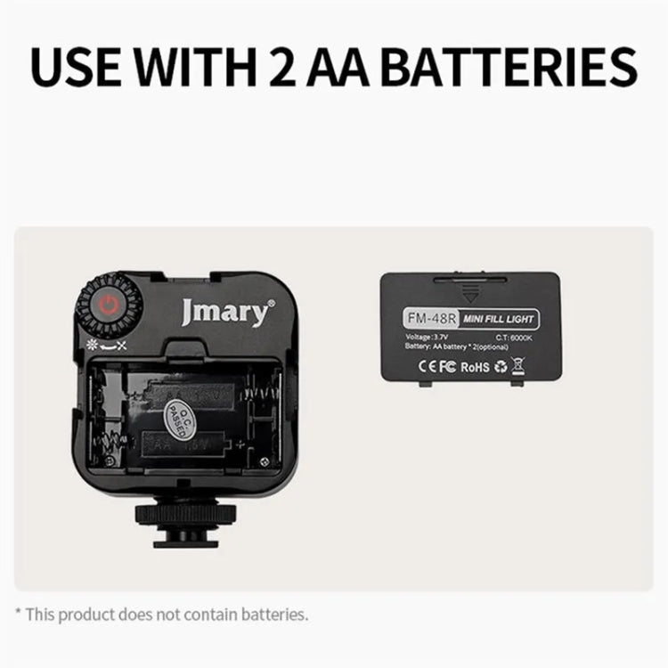 JMARY FM-48R Lumière d'appoint LED dimmable pour photographie, Mini lumière d'appoint portable pour caméra et téléphone, FM-48R