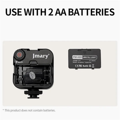 JMARY FM-48R Lumière d'appoint LED dimmable pour photographie, Mini lumière d'appoint portable pour caméra et téléphone, FM-48R