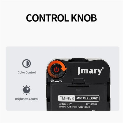 JMARY FM-48R Lumière d'appoint LED dimmable pour photographie, Mini lumière d'appoint portable pour caméra et téléphone, FM-48R