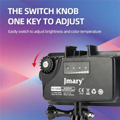 JMARY FM-72RGB Rechargeable Diving Photography RGB IPX8 Waterproof Camera LED Fill Light, FM-72RGB