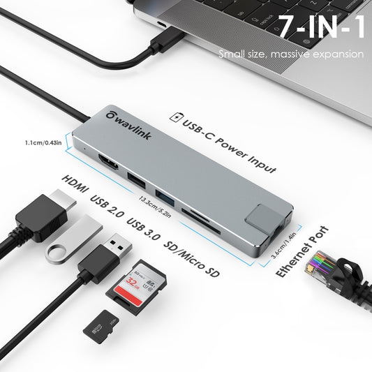 Wavlink UHP3409 Mini station d'accueil USB-C 100W PD pour MacBook Pro/Air et ordinateurs portables Windows, UHP3409