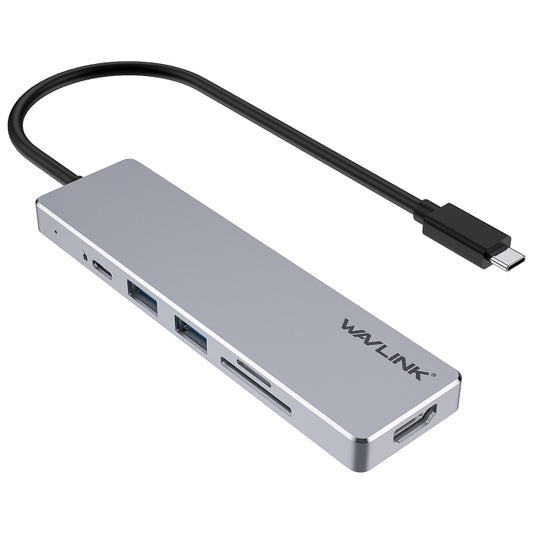 Wavlink UHP3407 Dongle portable en aluminium Adaptateur multiport avec hub USB-C et affichage HDMI 4K, UHP3407