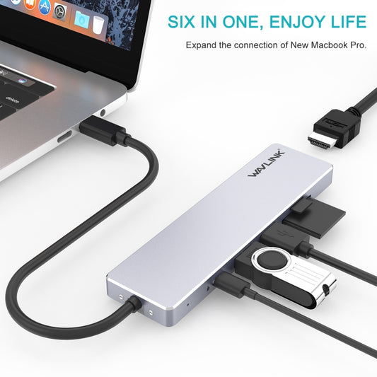 Wavlink UHP3407 Dongle portable en aluminium Adaptateur multiport avec hub USB-C et affichage HDMI 4K, UHP3407