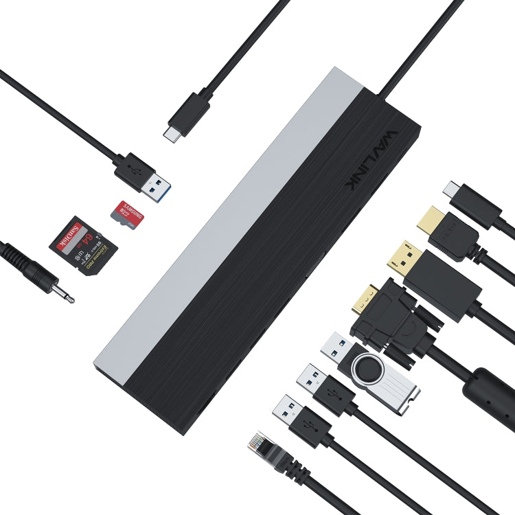 Wavlink UMD03 Triple Display Adapter Type-C Hub 12 in 1 Docking Station, UMD03