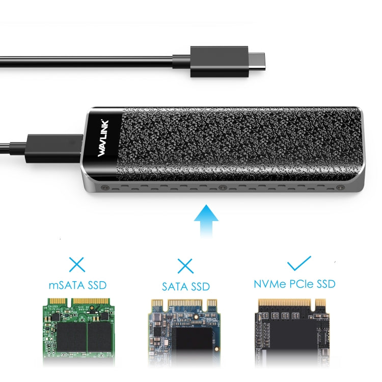 Wavlink UTE02 Thunderbolt 3 NVME M.2 Solid State Leather Metal SSD External Hard Drive Box, UTE02