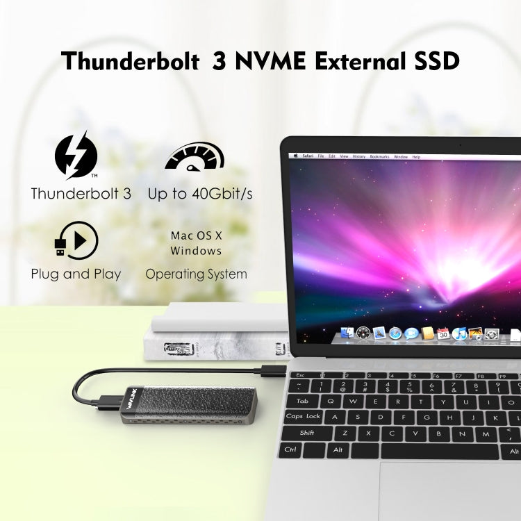 Wavlink UTE02 Thunderbolt 3 NVME M.2 Solid State Leather Metal SSD External Hard Drive Box, UTE02
