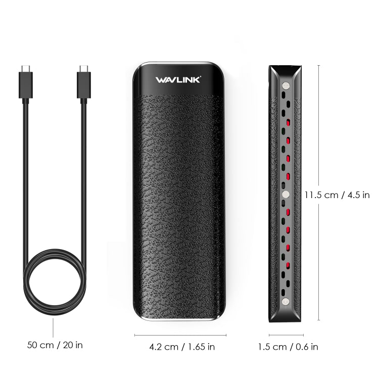 Wavlink UTE02 Thunderbolt 3 NVME M.2 Solid State Leather Metal SSD External Hard Drive Box, UTE02