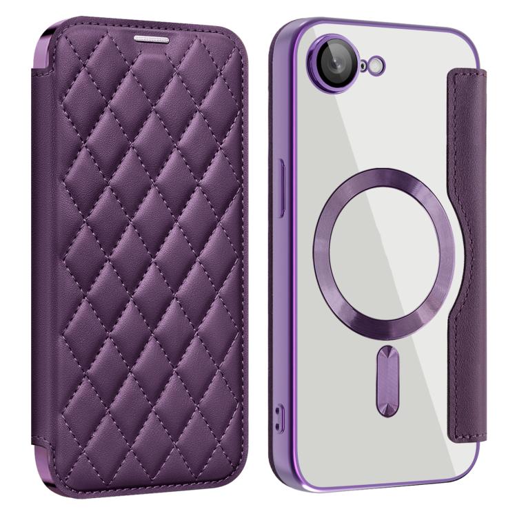 Shield Magsafe RFID Anti-theft Rhombus Leather Phone Case, For iPhone 17e / 16e